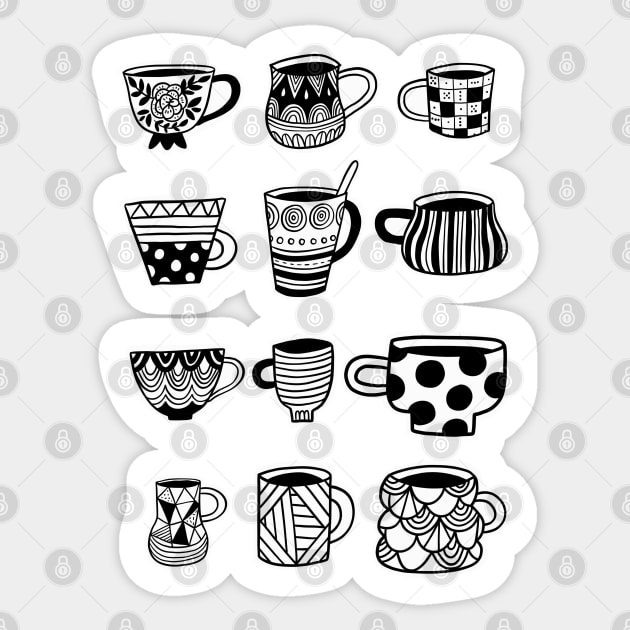 Doodle tea cups Sticker by kostolom3000